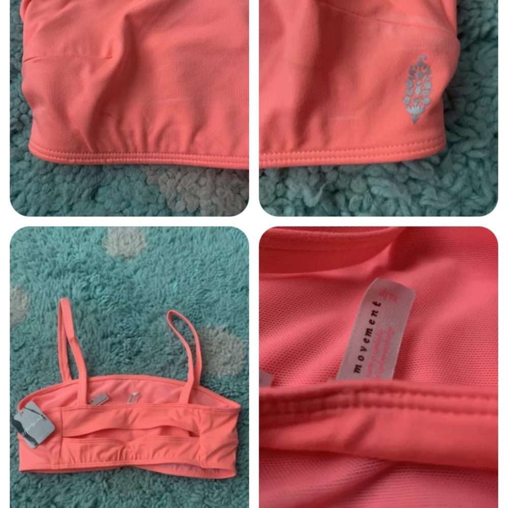 Free People Movement Power Up Sports Bra Papaya Punch XS NEW - Picture 3 of 5